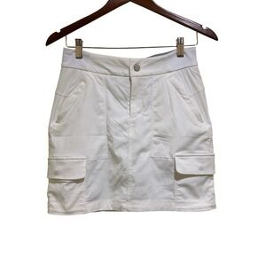 Athleta White Cargo Skort Mini‎ Utility Pockets Recycled Nylon Blend Size 2